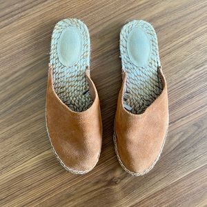 Brown espandrille style suede mules by GAP
